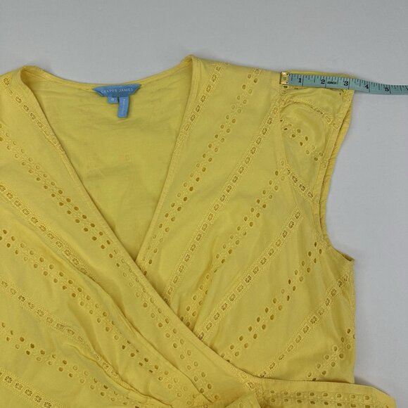 Draper James‎ Women's Yellow Eyelet Flutter Sleeve Wrap Luxury Dress 8/C36 - Picture 16 of 16